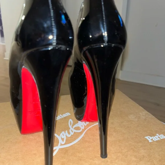 Christian Louboutin Black Peep Toe Heels - Picture 4 of 5